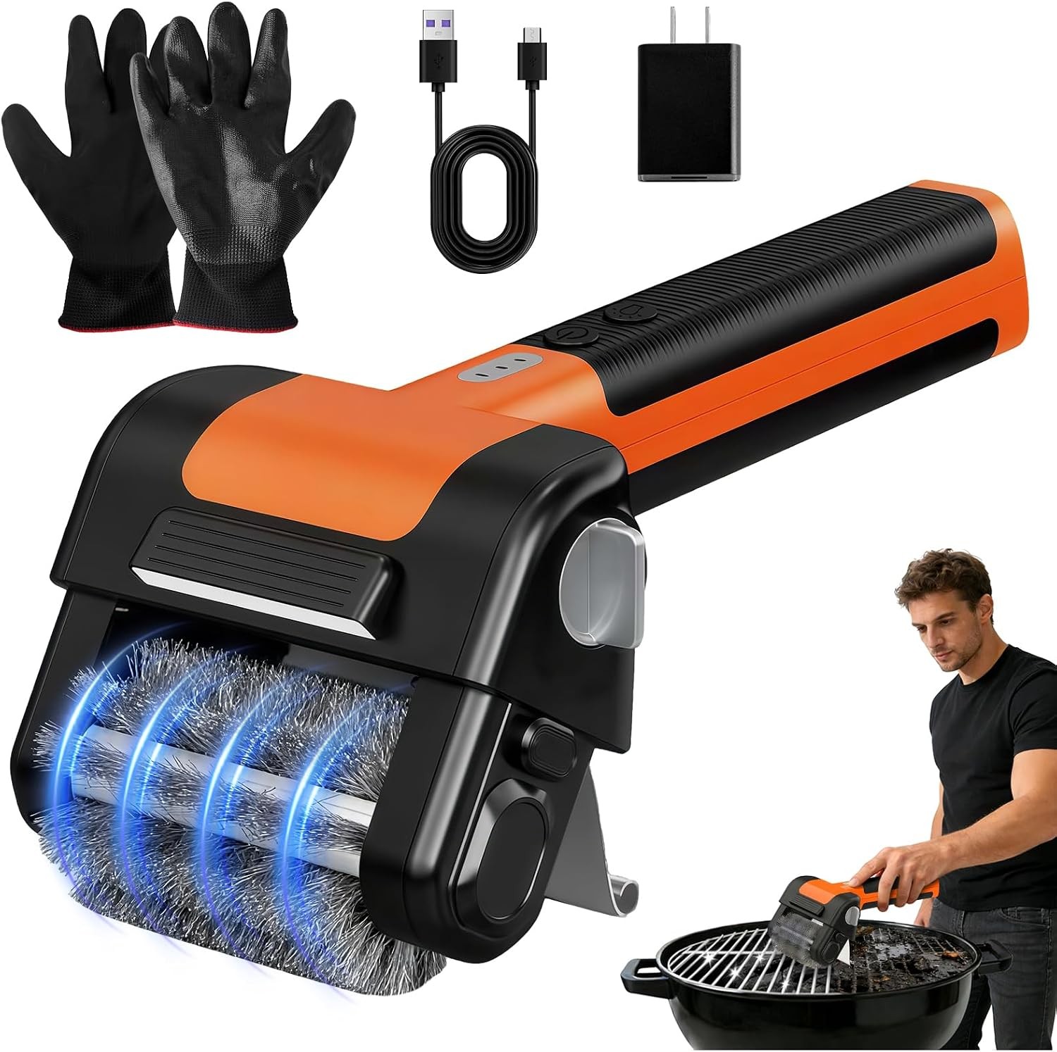 Electric Grill Brush, 950 RPM Cordless Electric BBQ Grill Cleaner with 4500mAh