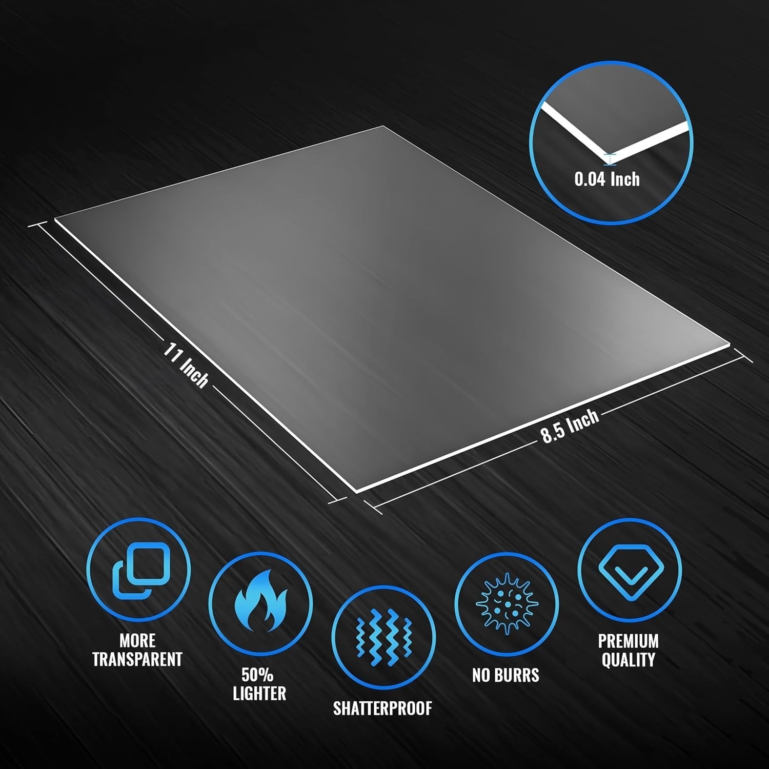 Acrylic Plexiglass Sheets 8.5×11″ – 6 Pack, 0.043″ Thick for Custom Projects