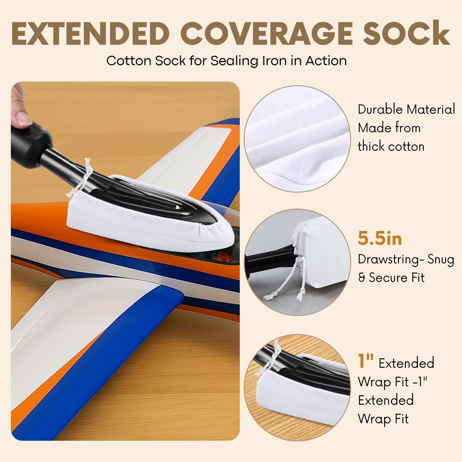 Cotton Sealing Iron Sock Heat Resistant Cover RC Model Airplane Covering Tool 3