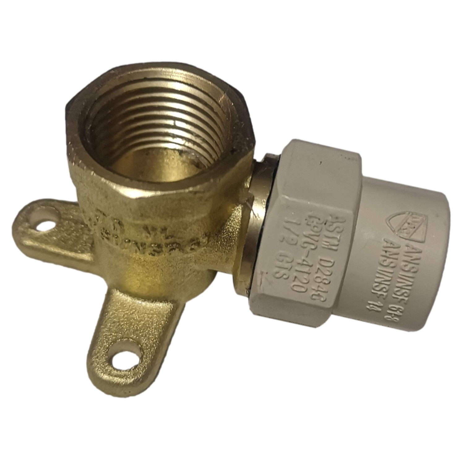 25 Pieces 1/2″ Female NPT x 1/2″ CPVC Drop Ear Elbow, Lead Free Brass