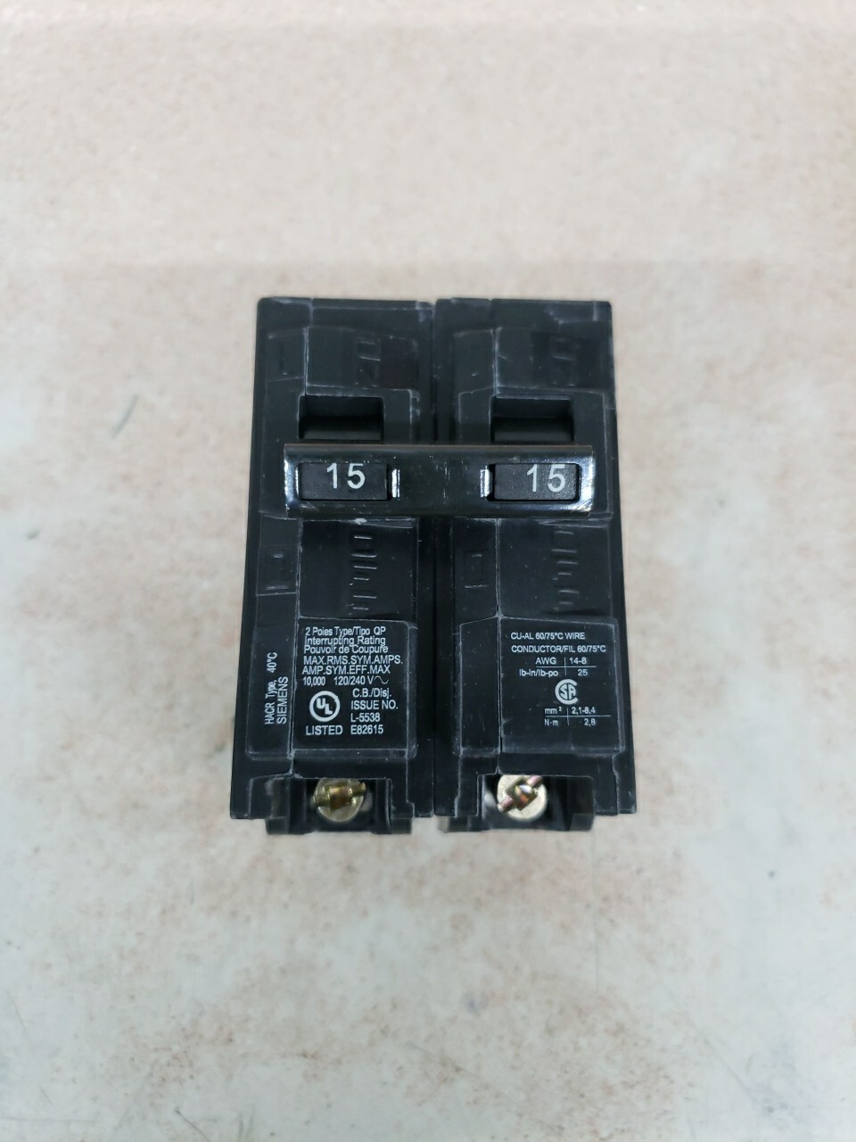 1) New! Siemens Q215 15A, 120/240V, 2 Pole Circuit Breaker