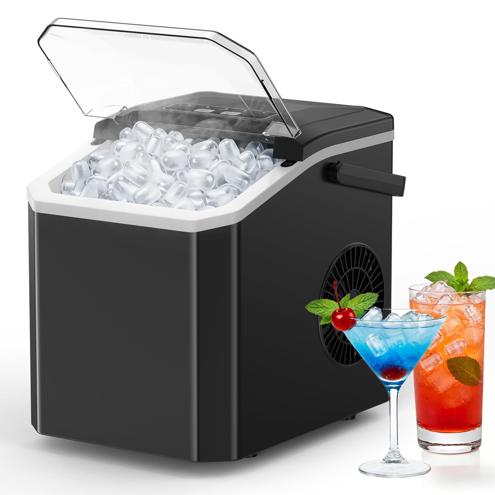Portable Countertop Ice Maker, 26.5Lbs/24H Bullet Ice Machine, 6 Mins Fast Ic…