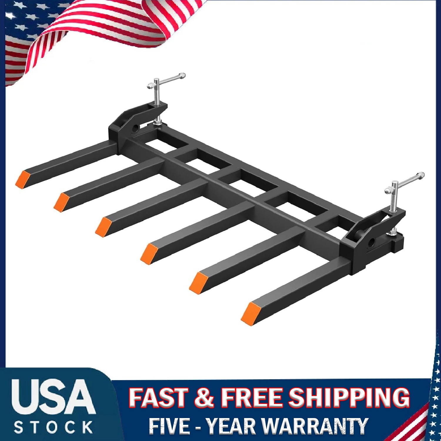 Clamp-On Debris Forks for 60″ Tractor Bucket Heavy Duty 4400 LBS ,6 Fork Tines