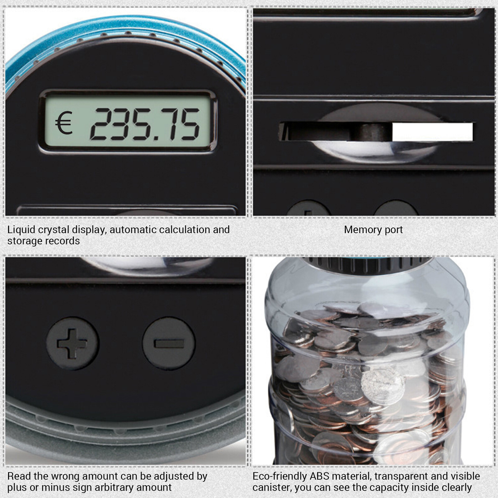 X-Large Piggy Bank Digital Coin Counting Bank LCD Digital Coin Counter Kids