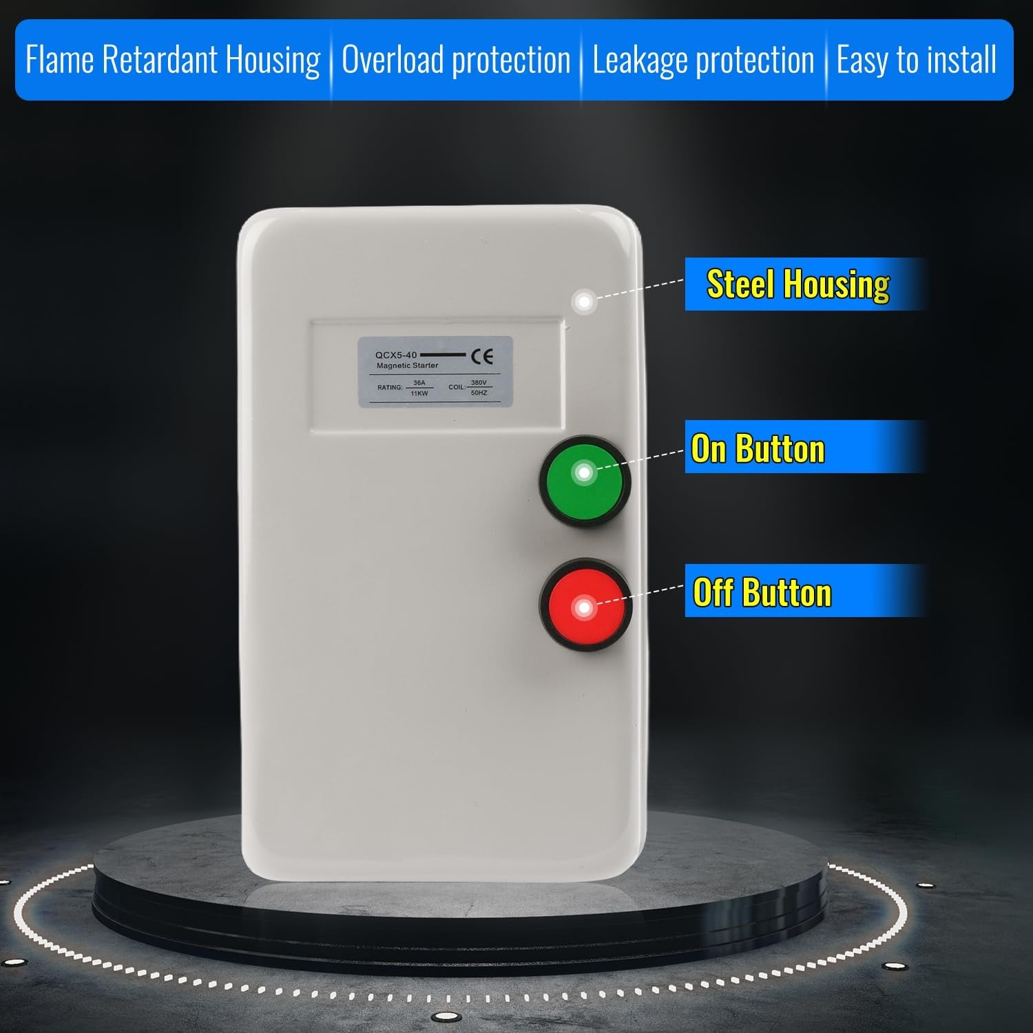 380V 11KW 25-45AMP 15 HP 3 Phase Magnetic Motor Starter Button Switch