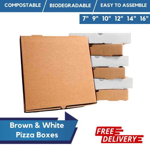 Takeaway Pizza Boxes / Postal Boxes Brown & White Pizza Box Strong High Quality