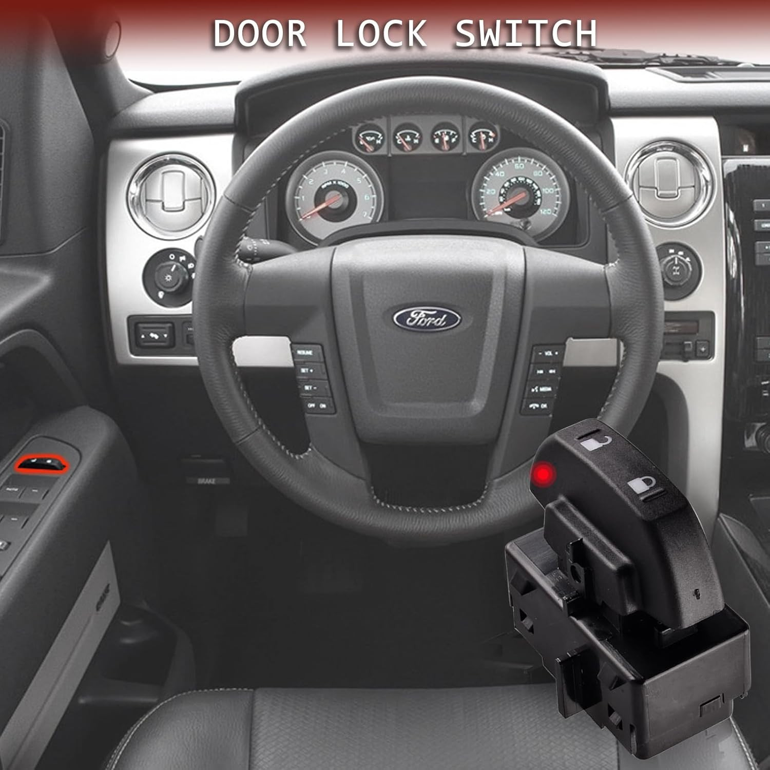 Front Power Door Lock Switch for 2009-2014 Ford F-150 9L3Z-14028-AA SW-7254 Asse