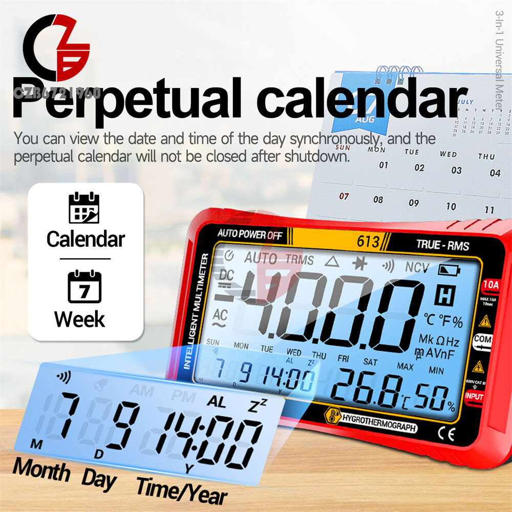 ANENG Digital Multimeter 3-in-1 Calendar/ Thermohygrometer /Multimeter AC/DC Hz