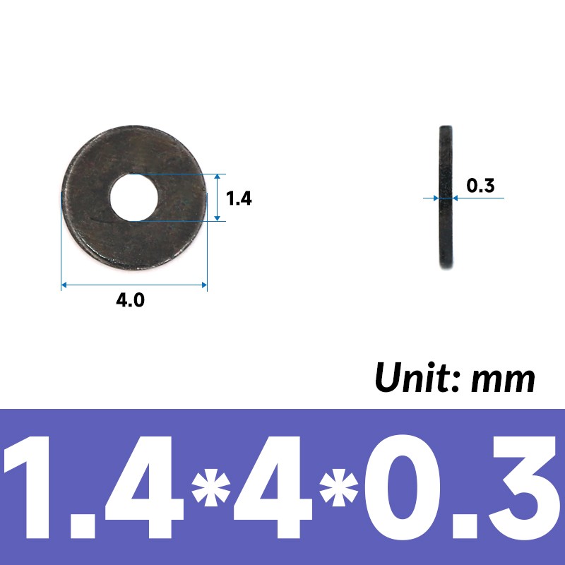 Micro Flat Shim Washer M1.1/1.2/1.4/1.5 /1.6/1.7 Nickel/Black Zinc Gasket Washer