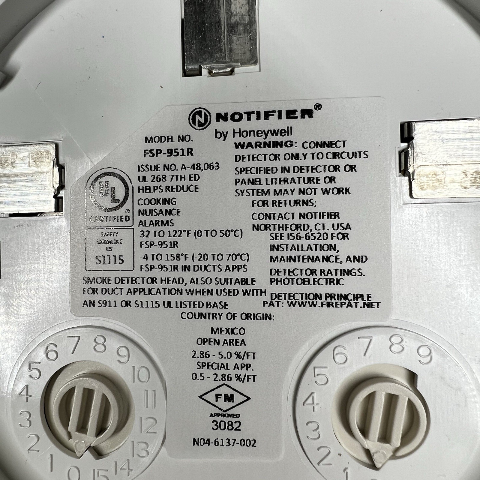 Notifier Honeywell FSP-951R White Fire Alarm Photoelectric Smoke Detector NEW