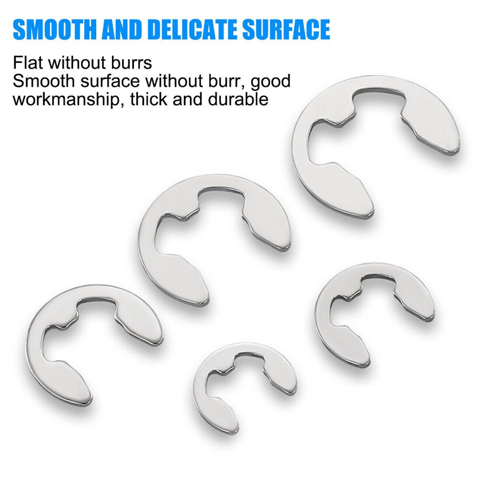 E Clips C Circlip Stainless Steel Kit Retaining Ring Assorted 1.5 to 10mm 120Pcs