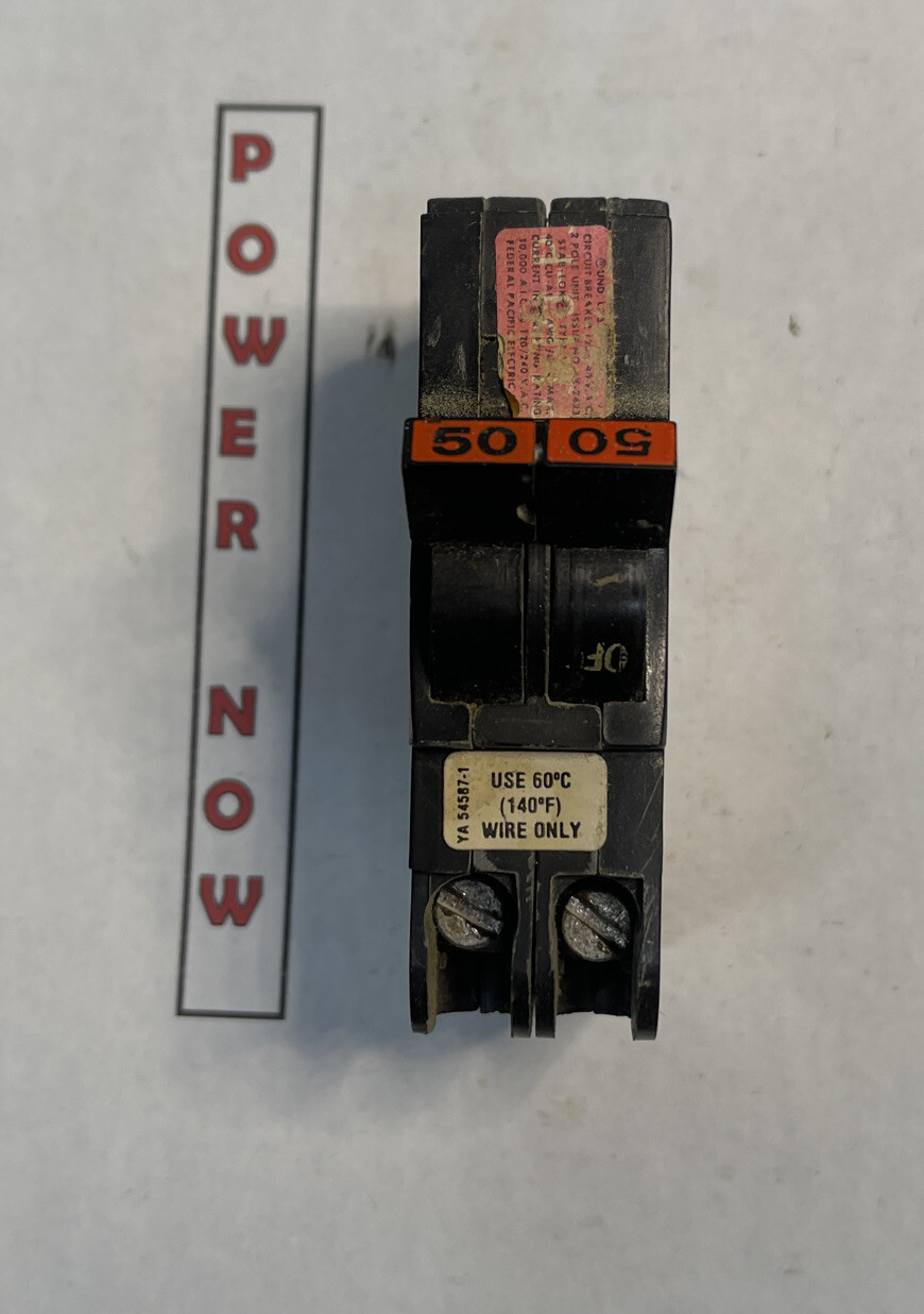 Federal Pacific FPE Stab-Lok Breaker 2 Pole 50 Amp 240V Thin – Ships Today