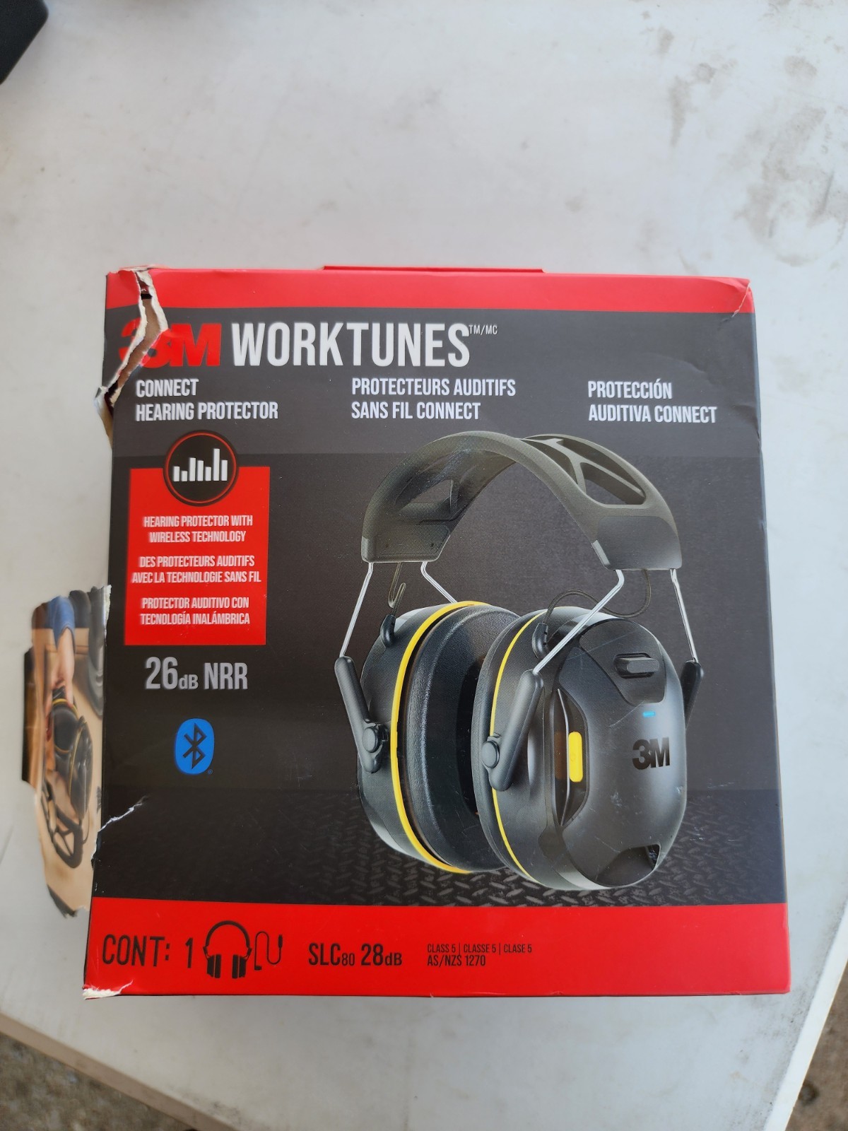 3M WorkTunes Bluetooth Hearing Protection Headset Black 90572-DC NEW PACKAGE DIS