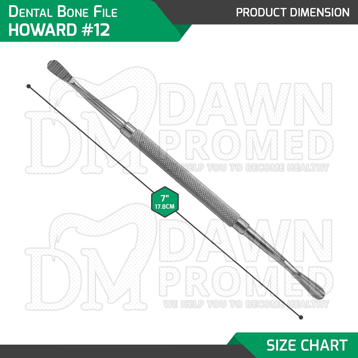 Dental Bone File Howard #12 Double Ended 7″ Surgical Dentist Instrument German G