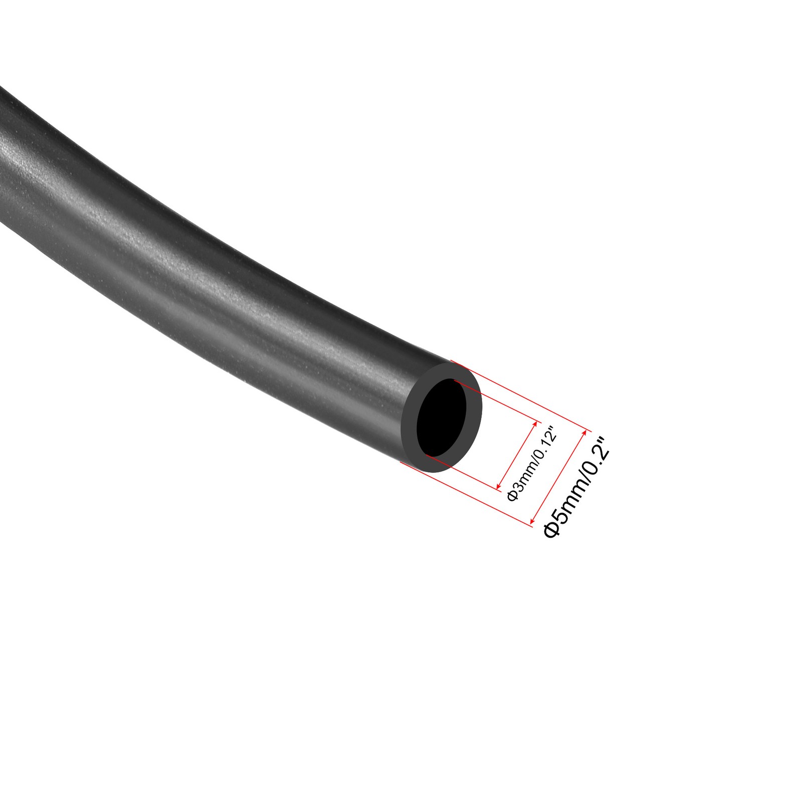 2pcs Lubricating Oil Hose 3mm ID x 5mm OD 3.3ft Water Tube Black Rubber Tubing