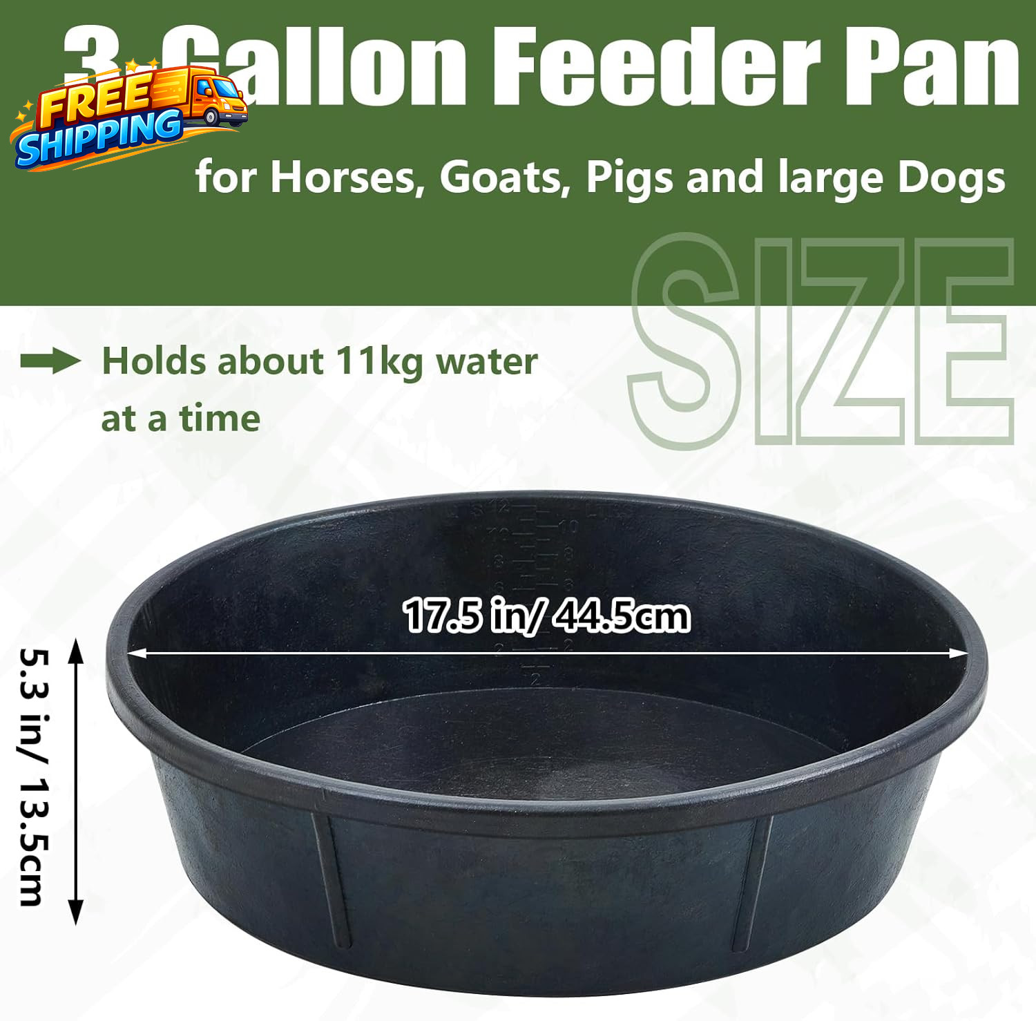 5 Pcs Rubber Feed Pan 12 Quart/ 3 Gallon Utility Horse Feed Bucket Rubber Bowl