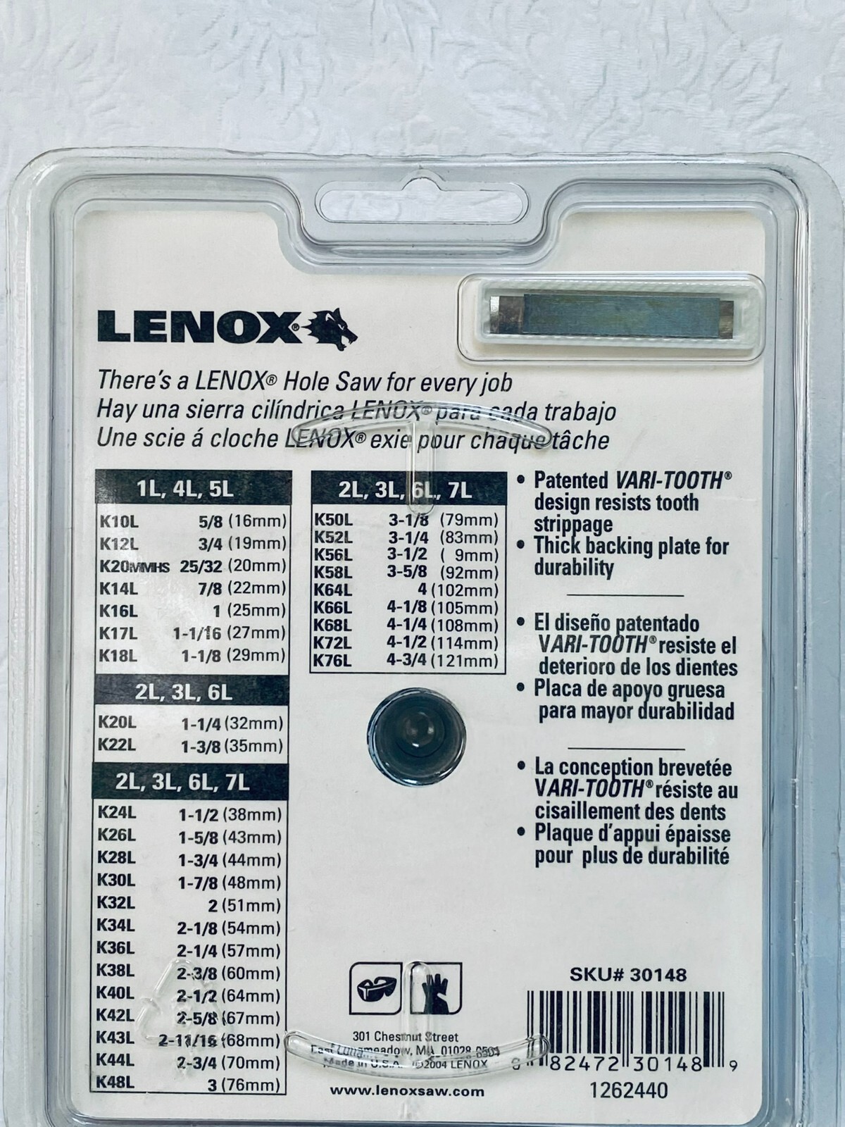 LENOX 3″ (76mm) Hole Saw – K48L – Bi Metal – New in package