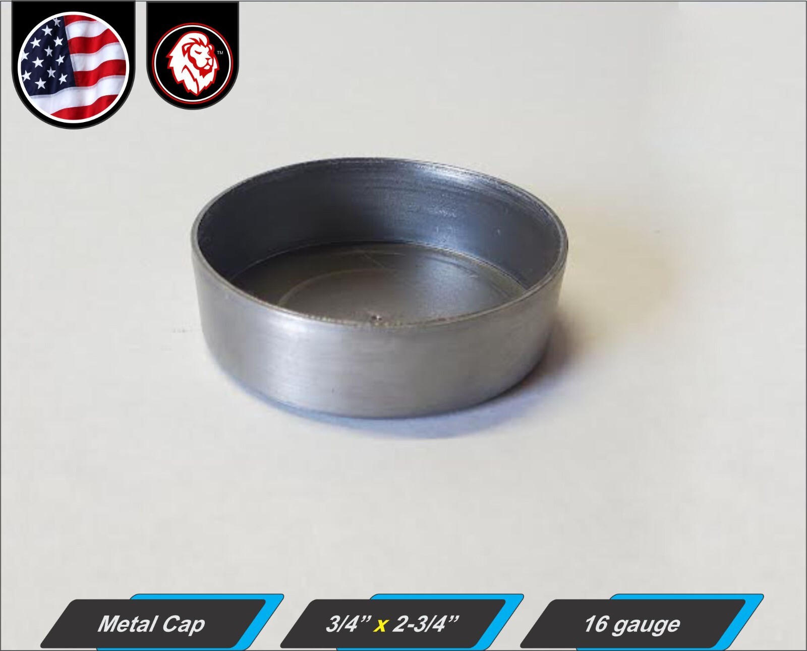 (4X) 2-3/4″ Pipe End Cap – Butt-Weld – 3/4″ Height – 16 gauge – Mild Steel