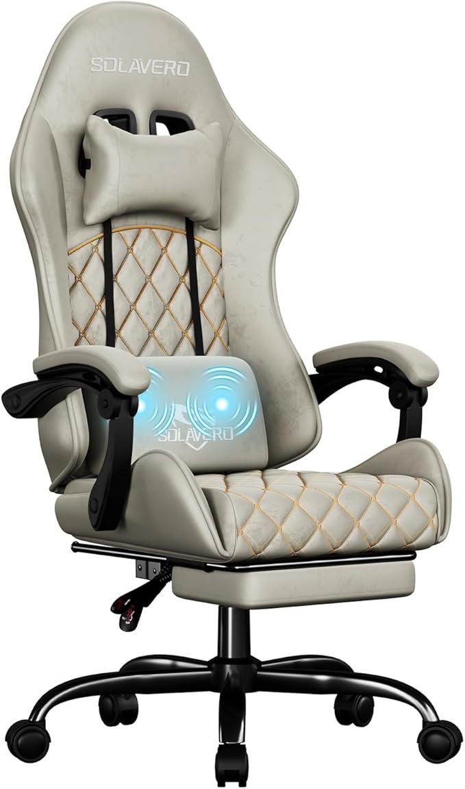 Ergonomic Gaming Chair with Footrest & Lumbar Massager, Gamer Computer Chairs