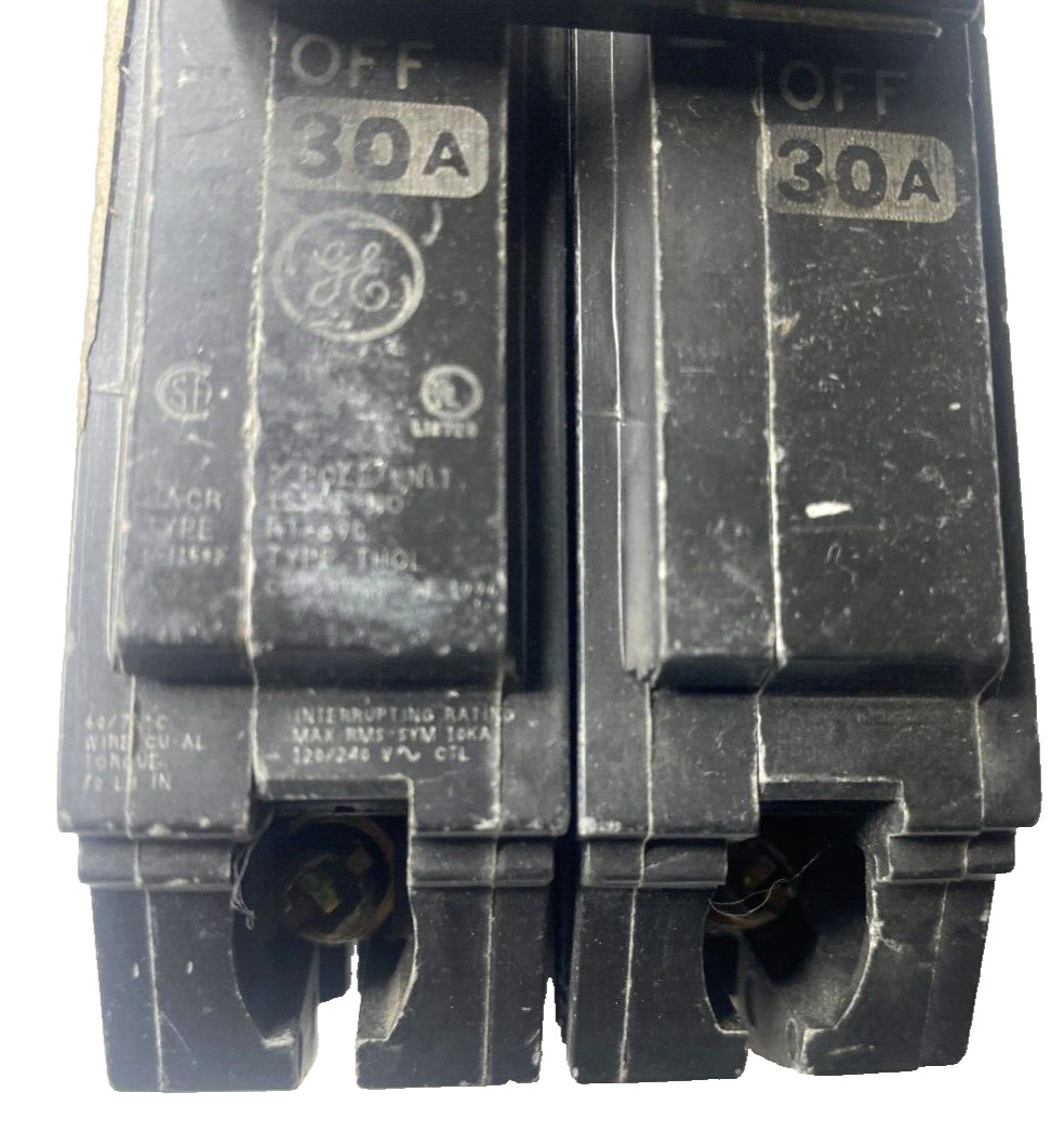 30A GE THQL2130 Circuit Breaker 30 Amp 2 Pole 10kA@120/240V Internal Common Trip