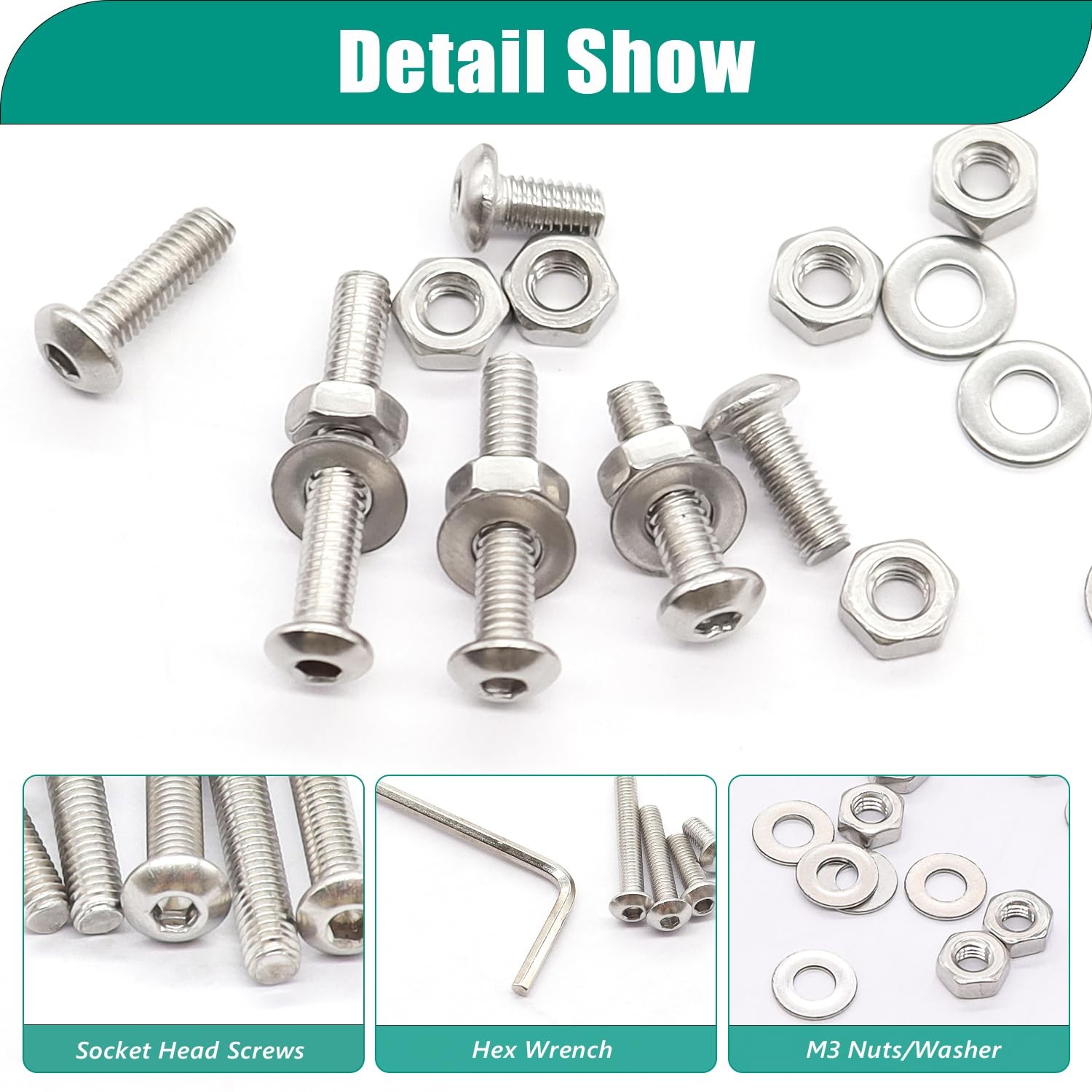 640PCS M3 Screws Kit M3 x 6mm/8mm/10mm/12mm/16mm/20mm 304 Stainless Steel Met…