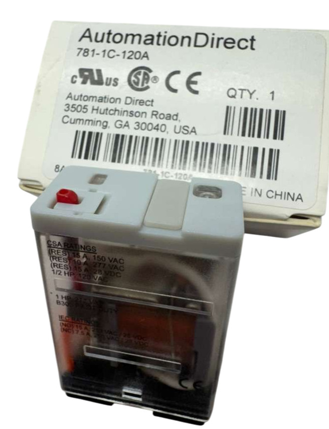 Automation Direct 781-1C-120A Relay, Coil 120VAC, 15A 277VAC, 15A 28VDC
