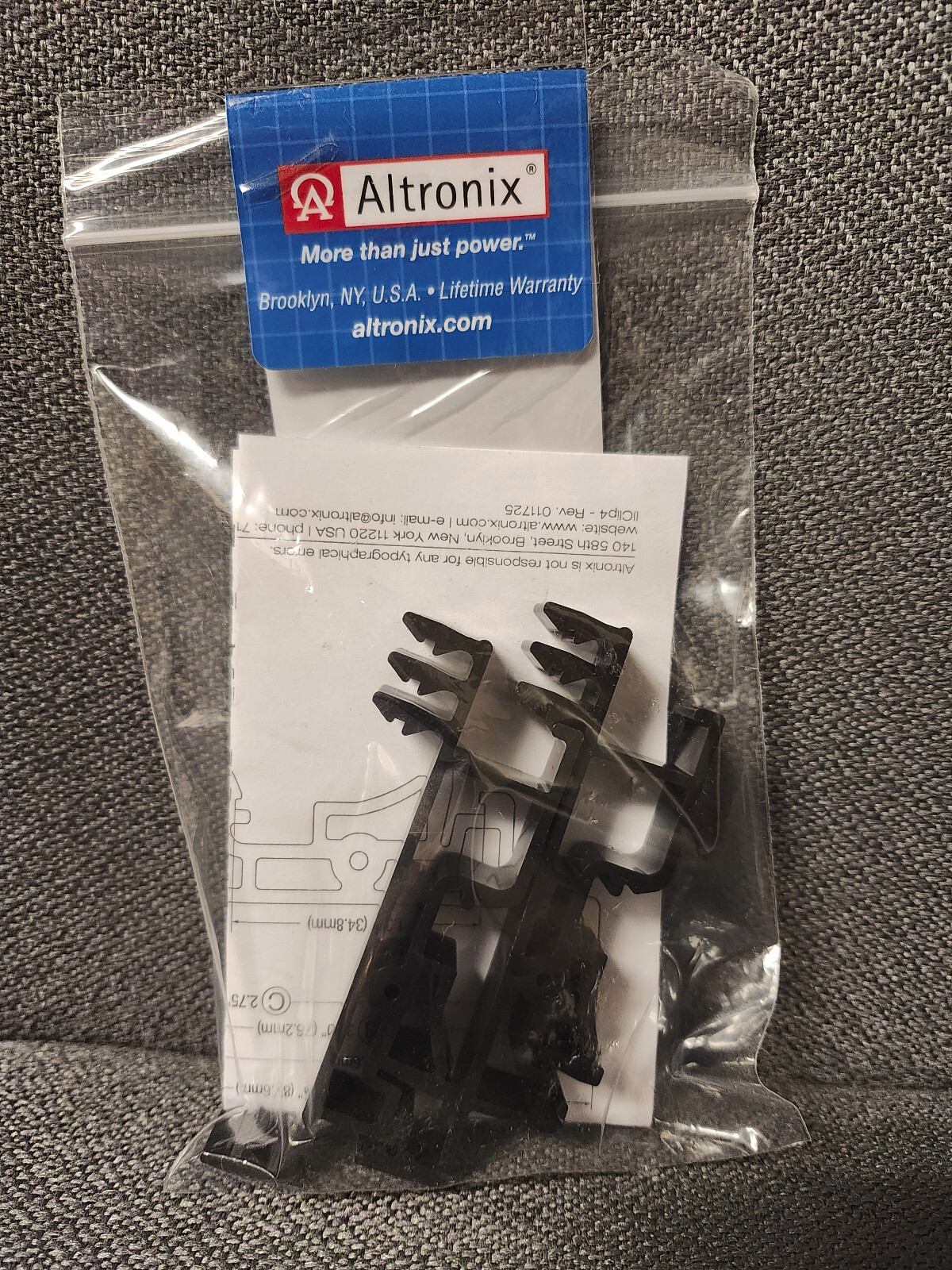 3 Position Din Rail Mount Clips, Black, Altronix #CLIP4. (2 per Pack)