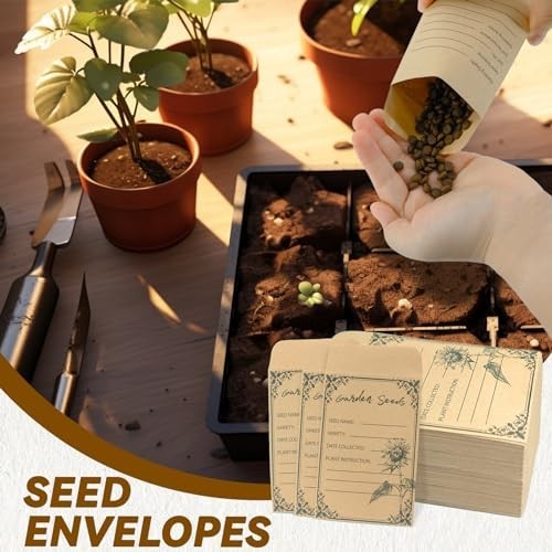 100 Pcs Seed Storage Envelopes 4.72 x 3.15 Inch Kraft Paper Seed Saving Bags