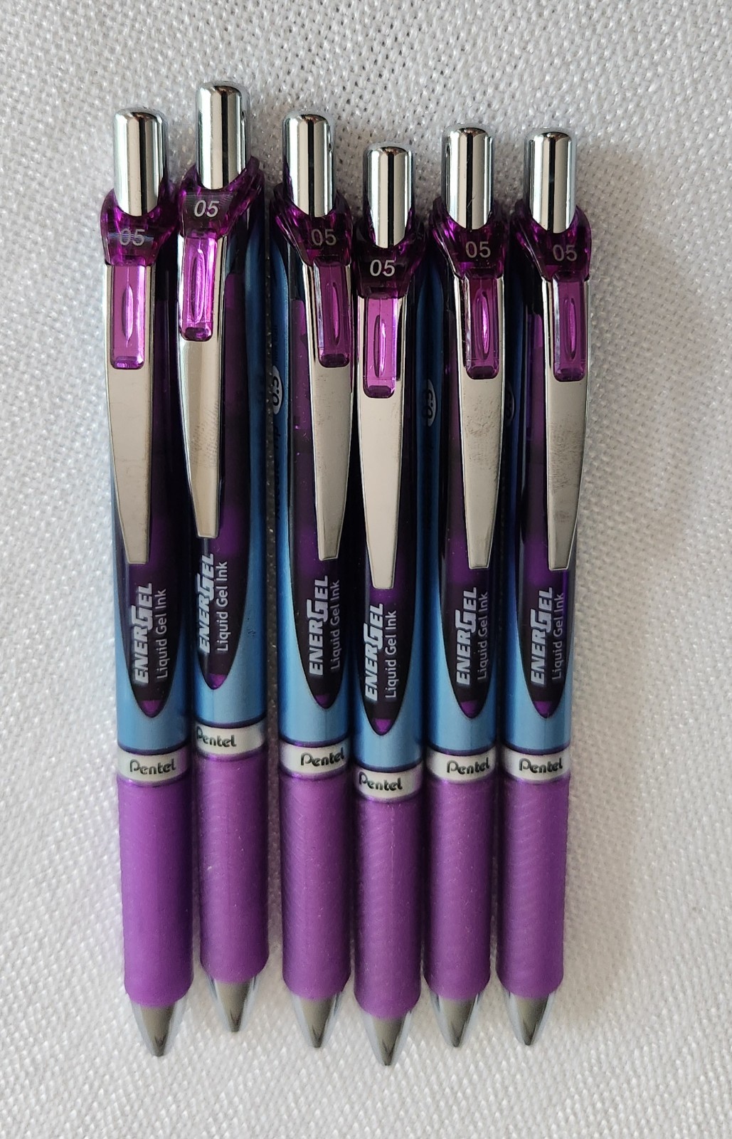 pentel enerGel liquid Pen Violet Ink & Barrel 5m RTX Retractable BLN75-V LOT of6