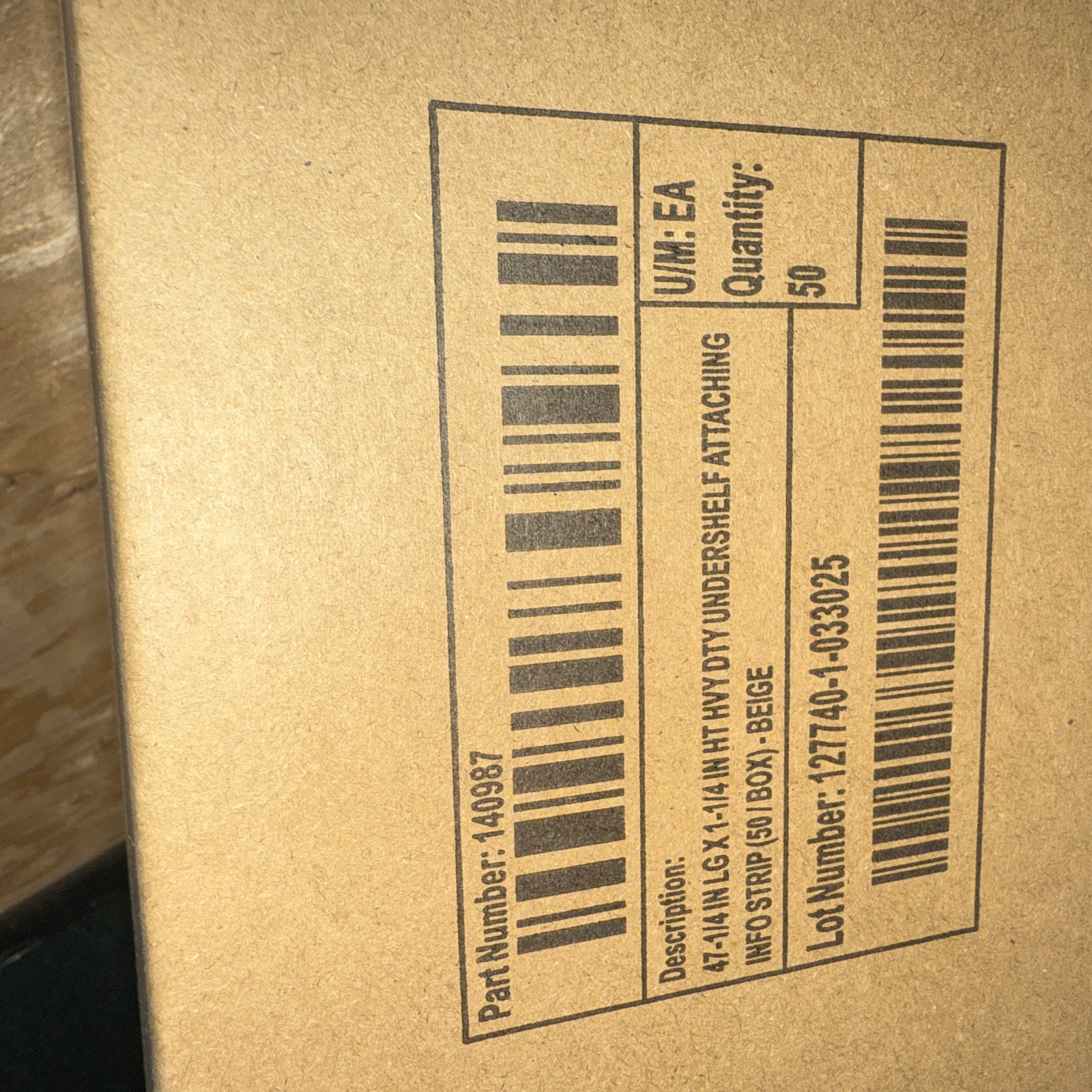 CASE of 50 Beige / Clear 47.1/4Clip-On Price Label Channel for 48″ Gondola Shelf