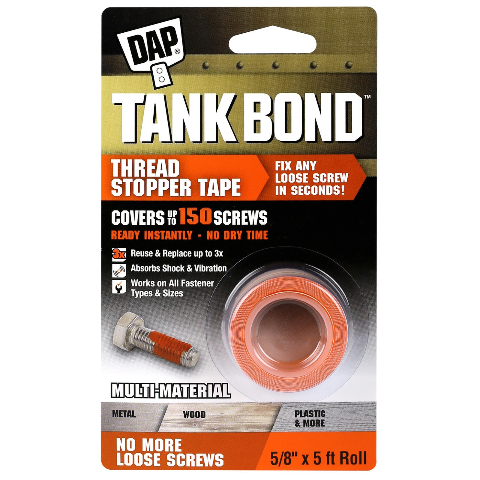 DAP 50692 Tank Bond Thread Stopper Tape, Orange
