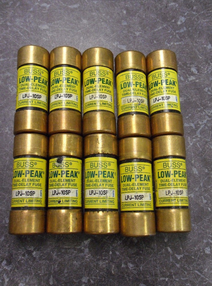 Nice Lot Bussmann LPJ 10SP 10 Amp Fuses Low-Peak 600 Volts