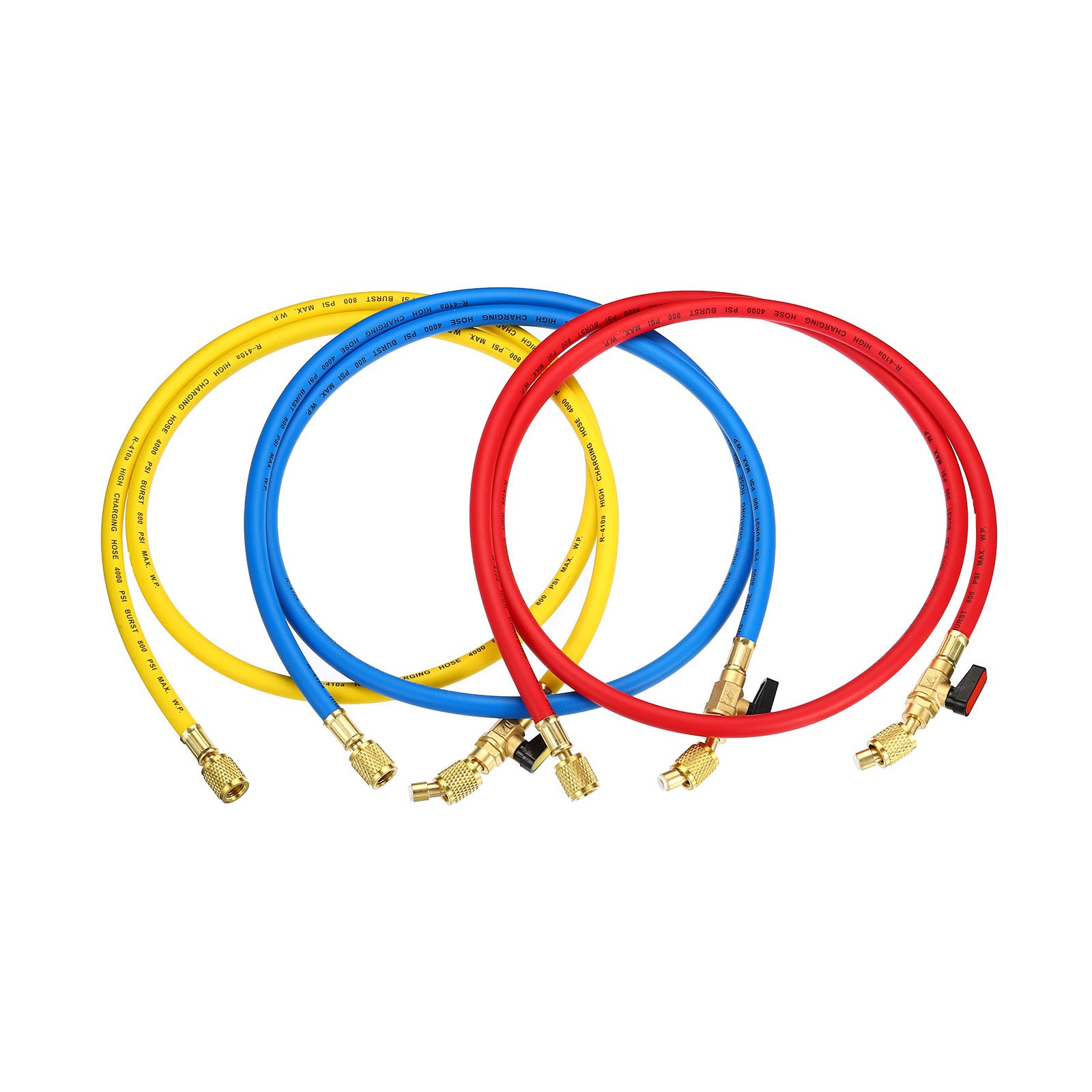 1/4 SAE Refrigerant Charging Hose 4.9ft 800 PSI 4000 PSI Manifold Gauge,3 Pack