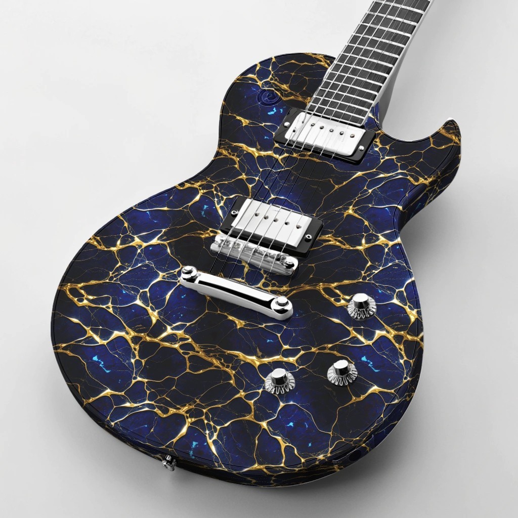 Azure Marble with Gold Veins 42 – 16″ x 48″ Hydrographic Film Hydro Dipping