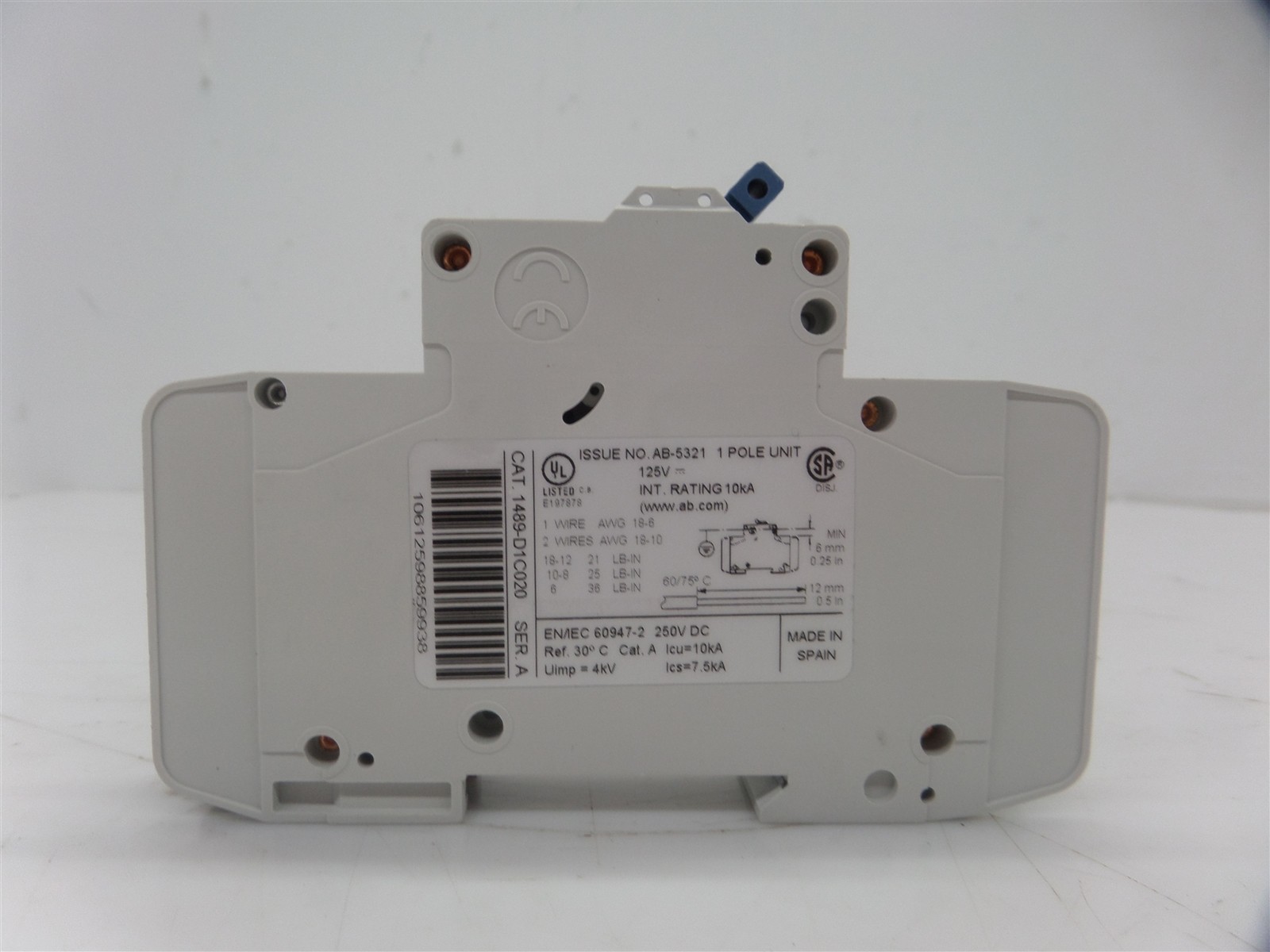 Lot of 4 – Allen Bradley 1489-D 1 Pole Circuit Breaker (2A,3A,5A,10A)