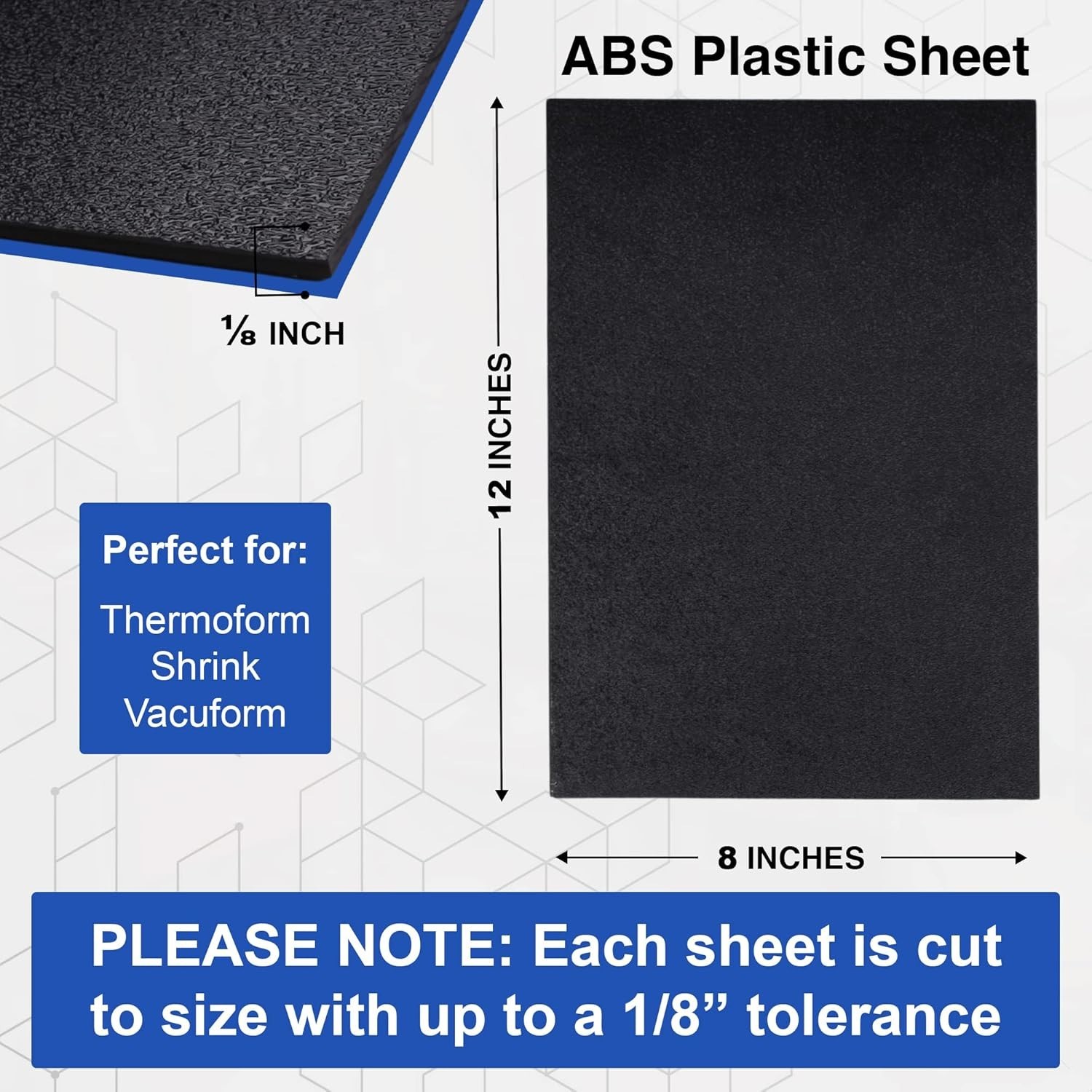 Versatile 1/8″ Thick 8″ x 12″ ABS Plastic Sheet – Textured & Matte Finish