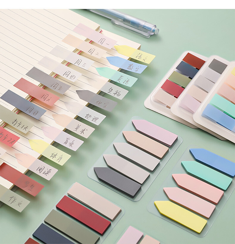 2 Packs Vintage Color Sticky Notes Memo Pad Flag Index Tabs Bookmark Stationery