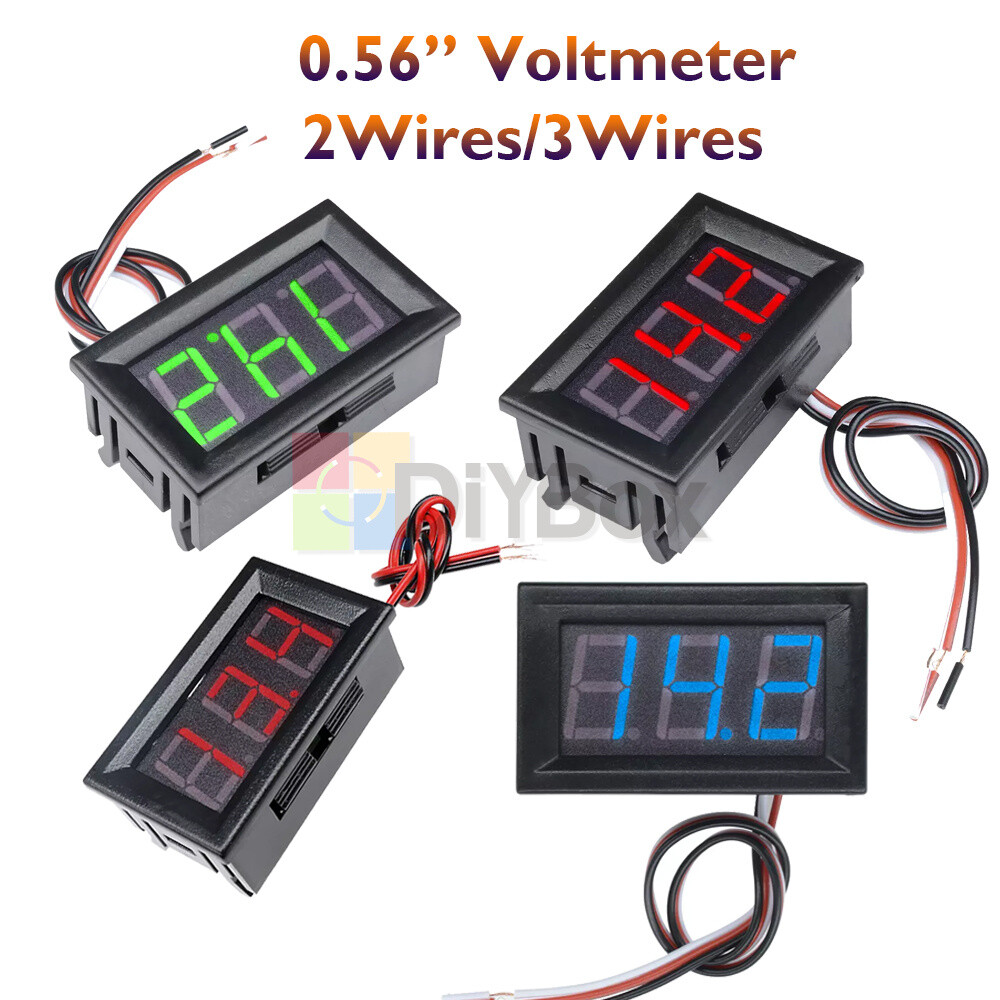 0.56″ 2/3Wires Digital LED Voltmeter DC 5V-30V/120V AC 70V-500V Volt Panel Meter