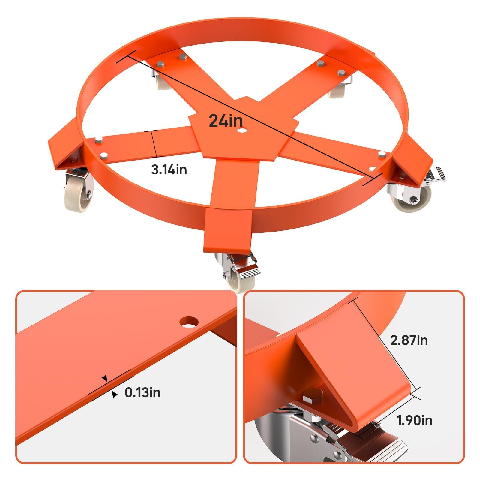 1 pack / 2 pack 55 Gallon Drum Dolly Barrel Dolly Cart with Steel Frame Orange