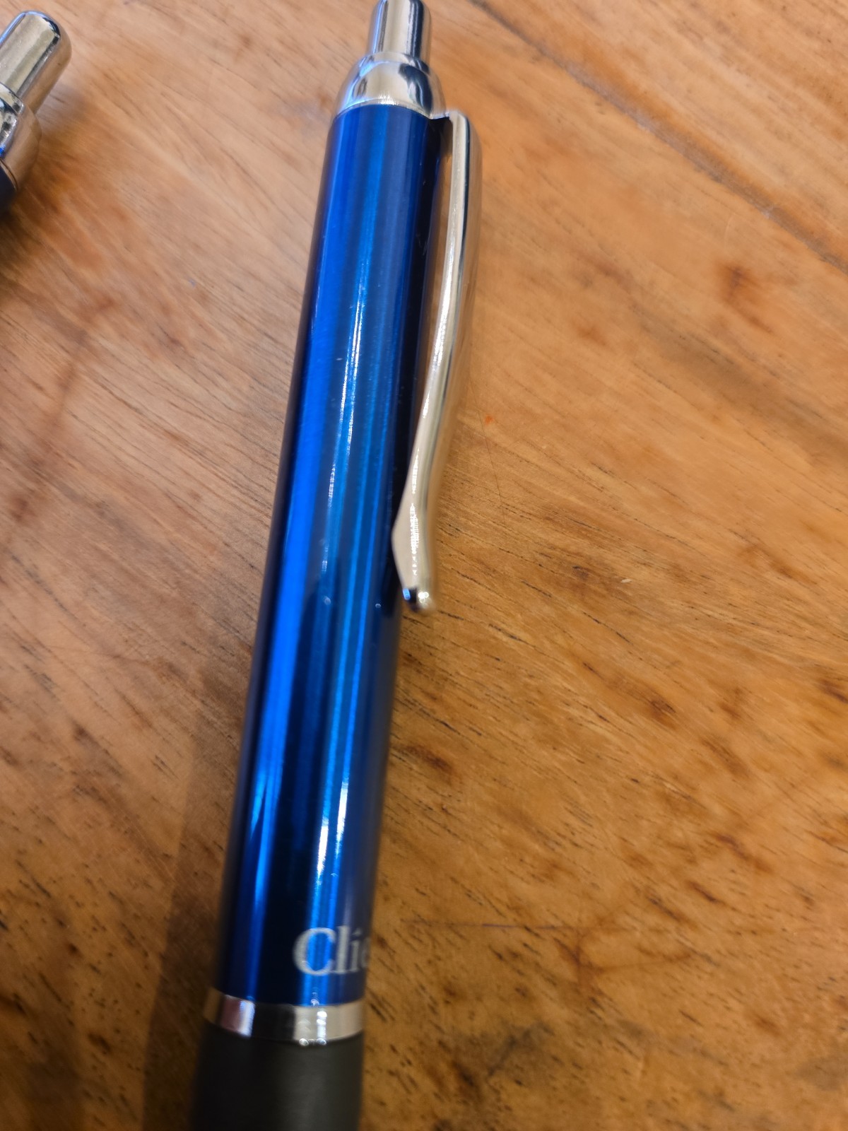Vintage Pentel Client Retractable Ballpoint Pens Medium Line Blue Body Ink Metal