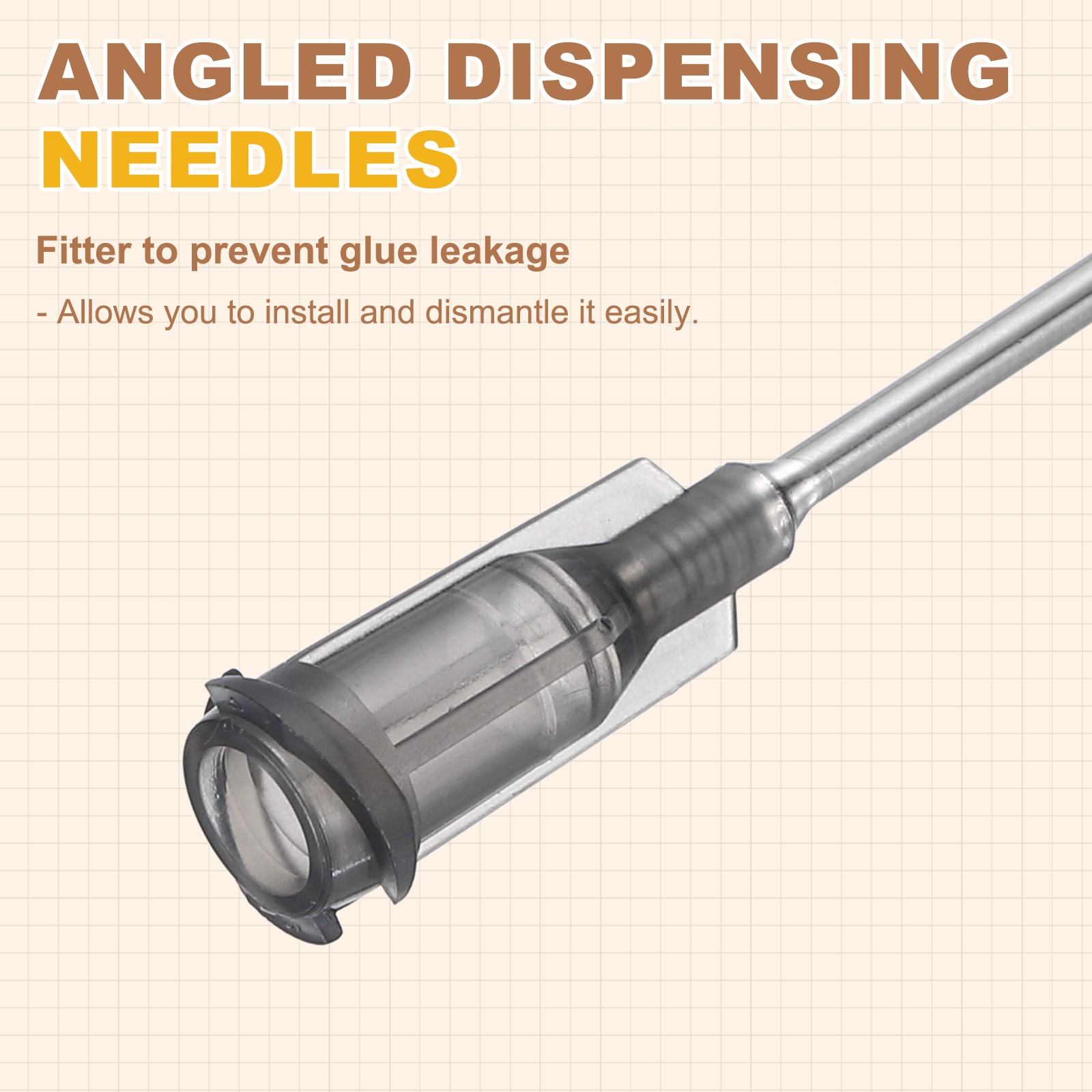 66Pcs 1Inch 16Ga 45° Angled Dispensing Needles, Gray