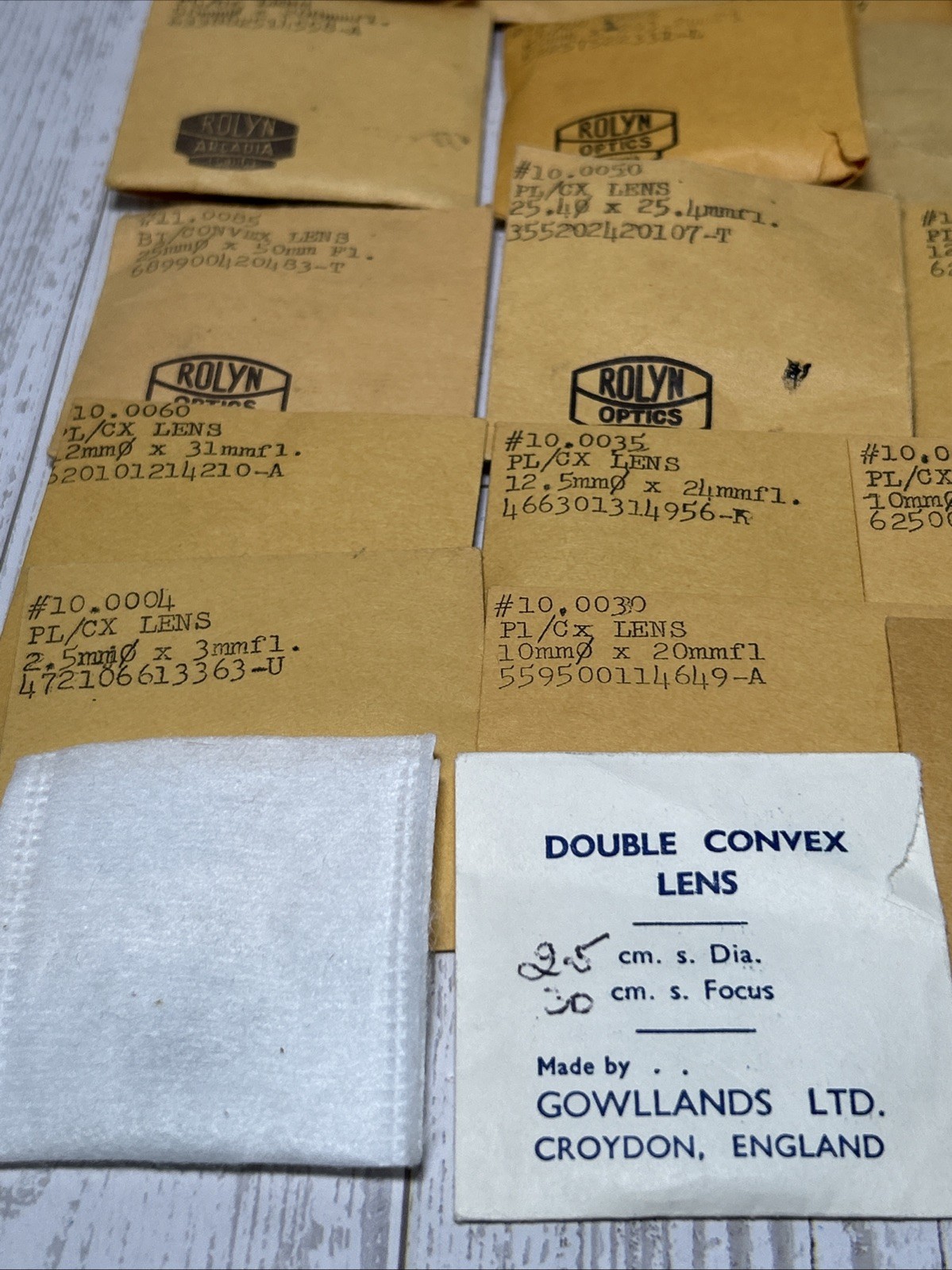 Lot of Assorted Plano Convex Lenses Rolyn Optics, Edmund Scientific, Shuron Read