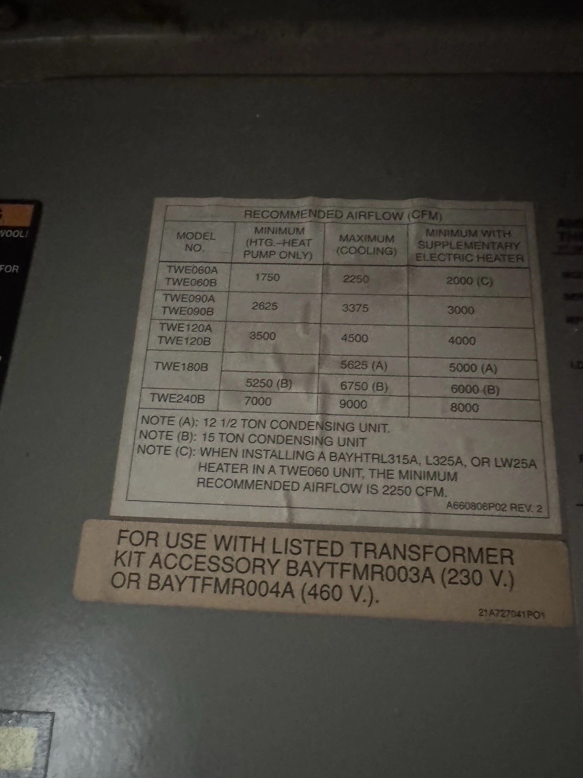 TRANE Used Central Air Conditioner Commercial Air Handler TWE090A100CA ACC-7442