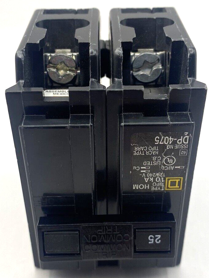 New Homeline Square D HOM225 2P 25A 120 240V AC Type HOM Plug In Circuit Breaker
