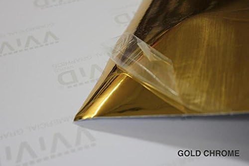 VViViD Gold Mirror Chrome Vinyl Car Wrap Self-Adhesive 1ft x 5ft Roll