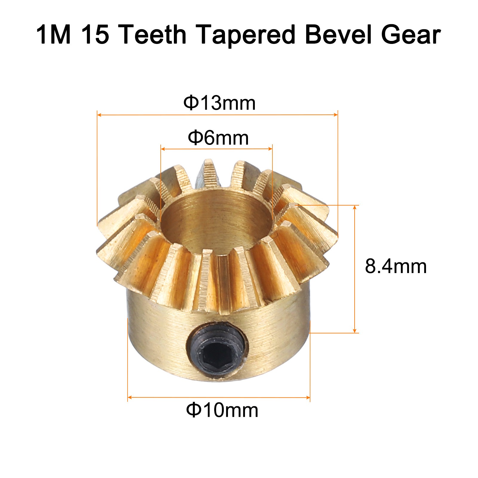 2pcs Bevel Gear Tapered Bevel Pinion Gear 0.8 Module 15T 6mm Hole