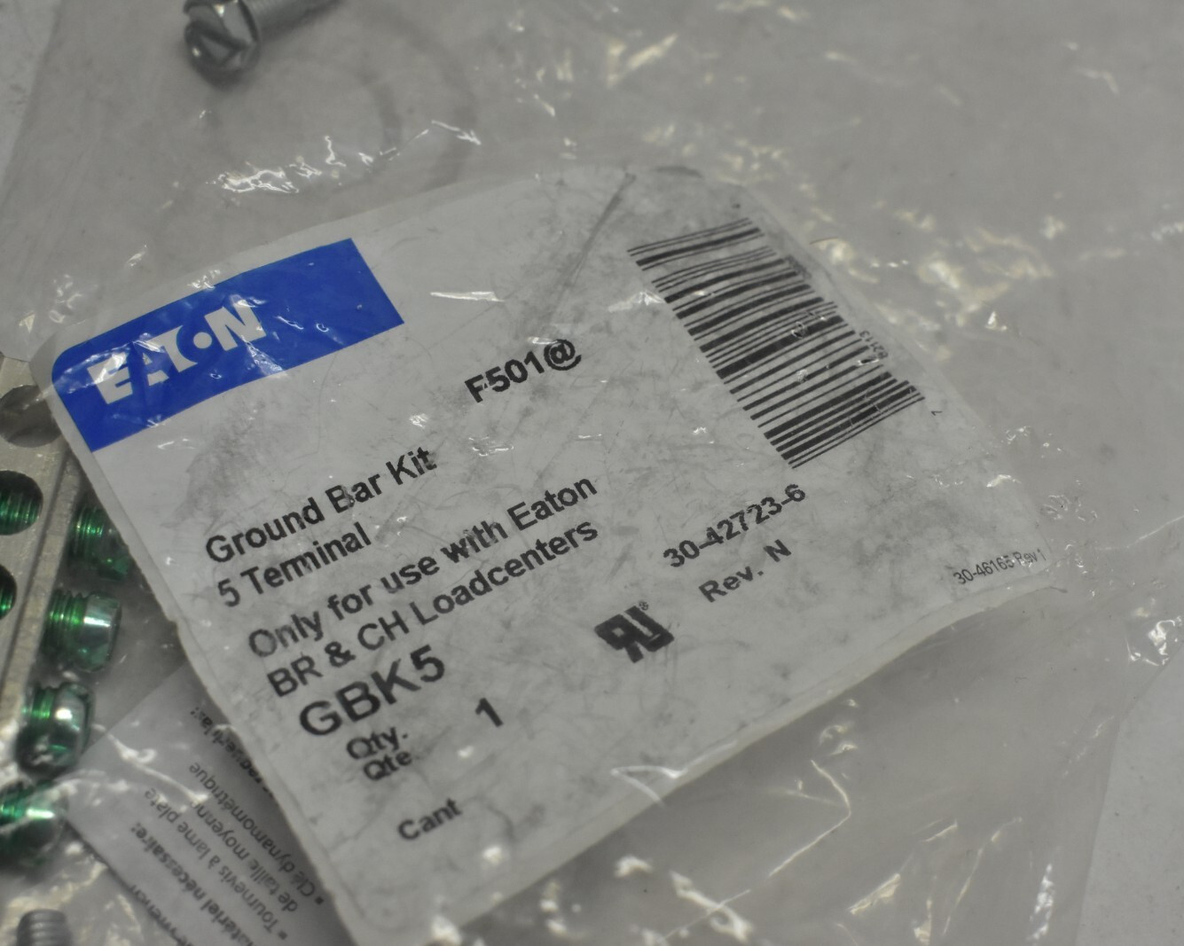 Eaton Cutler Hammer GBK5 Ground Bar Kit 5 Terminal For BR & CH Load Centers