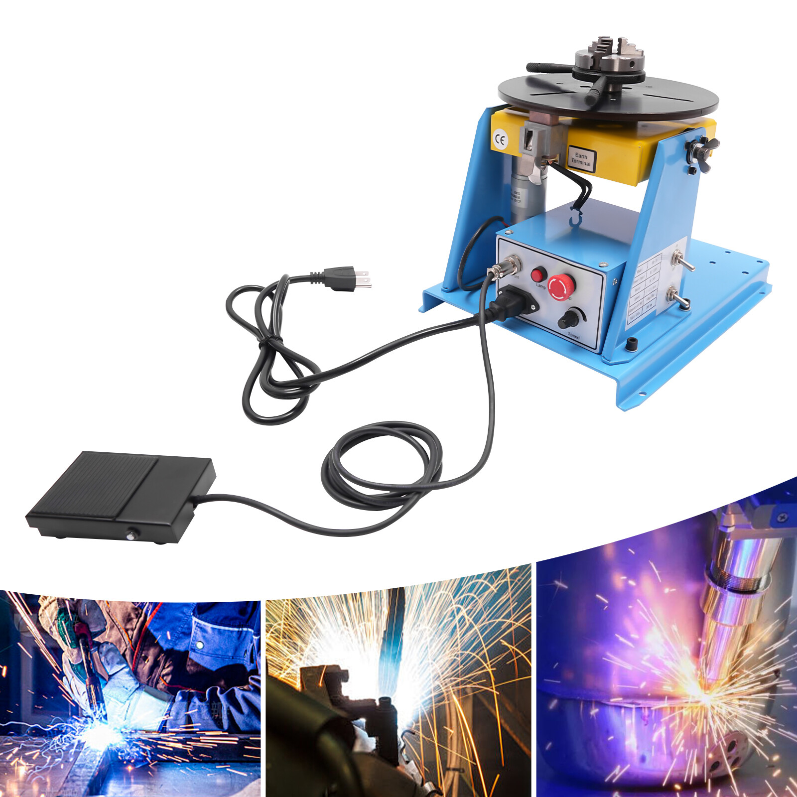 10KG Rotary Welding Positioner Turntable Table Welding Position 0-90° 1-12rpm