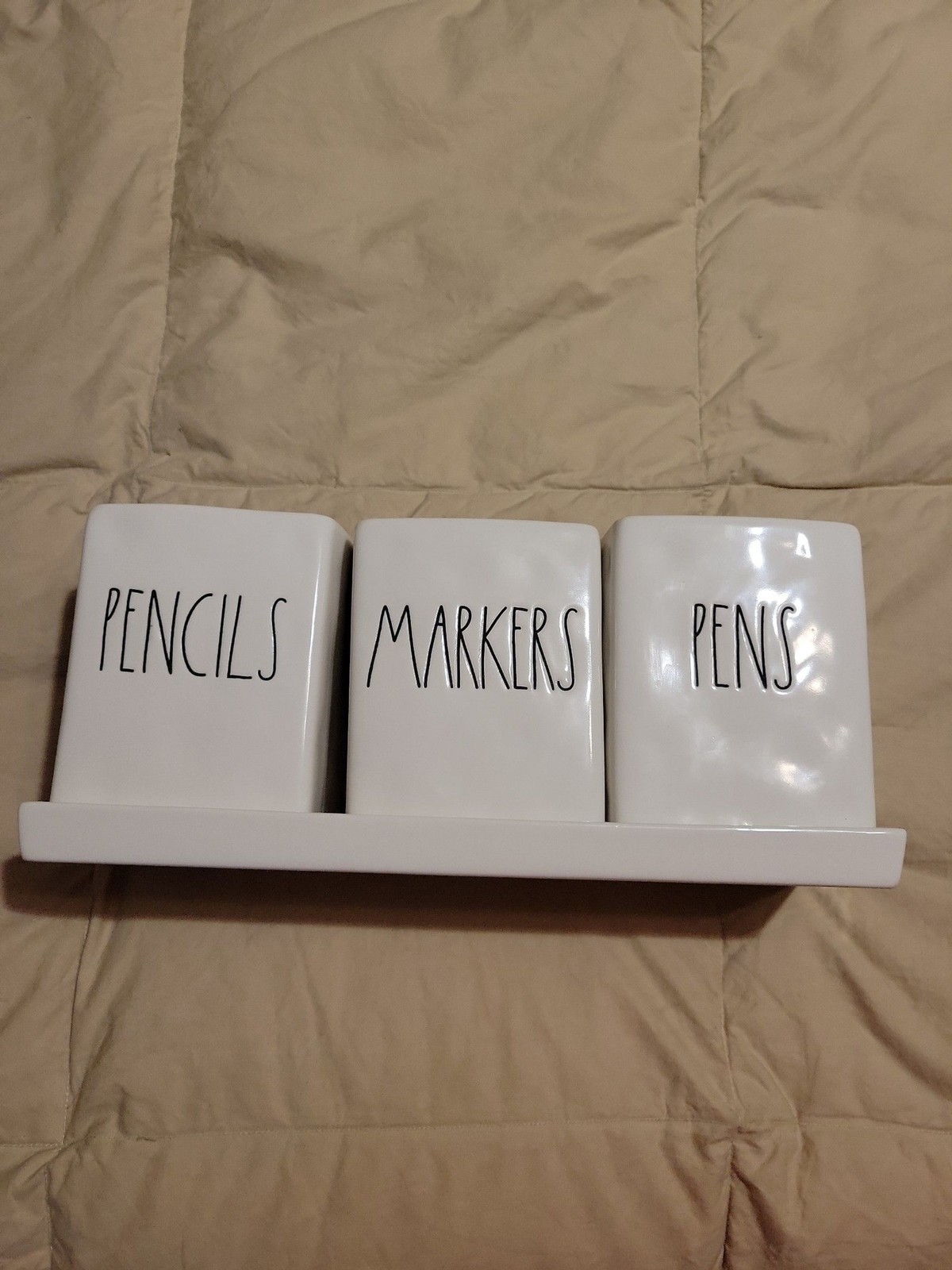 RAE DUNN Artisan collection ceramic Pencils, Marker & Pens square holders