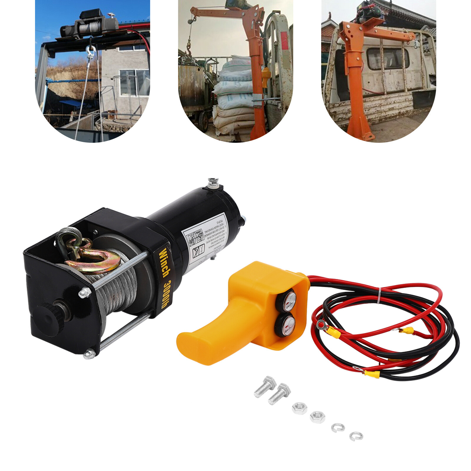 DC12V Electric Winch,3000 lbs Electric Winch Kit,Electric Winch w/ Wired Control